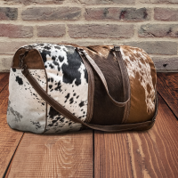 Tricolor Cowhide Duffel Bag Travel Weekender Luggage Gym Bag