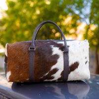 Tricolor Cowhide Duffel Bag Travel Weekender Luggage Gym Bag