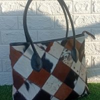Cowhide Patchwork Tote Bag | Cow Leather Handbag For Women | Western Tote Purse
