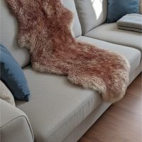 Genuine Sheepskin Rug Double | Brown Wolf Tip | Soft Fluffy Sheepskin Throw Large