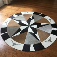 Round Cowhide Patchwork Rug | Star Design | Living Room Decor Carpet | Area Rug | Customization