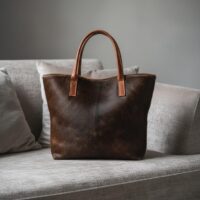 Brown Black Cowhide Tote Bag