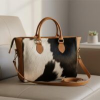 Genuine Cowhide Hair on Tote Bag, Western Cowhide Shoulder Purse, Leather Handbag