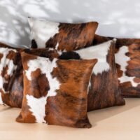 Premium Tricolor Cowhide Cushion Cover – Genuine Leather Decorative Pillow Case for Luxury Home Decor
